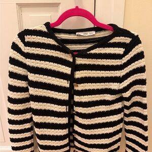 Mango Striped Black and Cream Cardigan